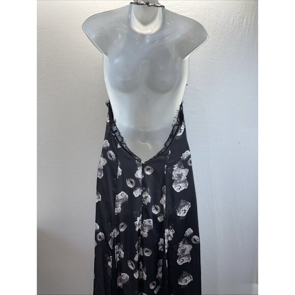 Revolve Majorelle halter Maxi dress, black lace floral slinky fairy goth size SM - Picture 4 of 14